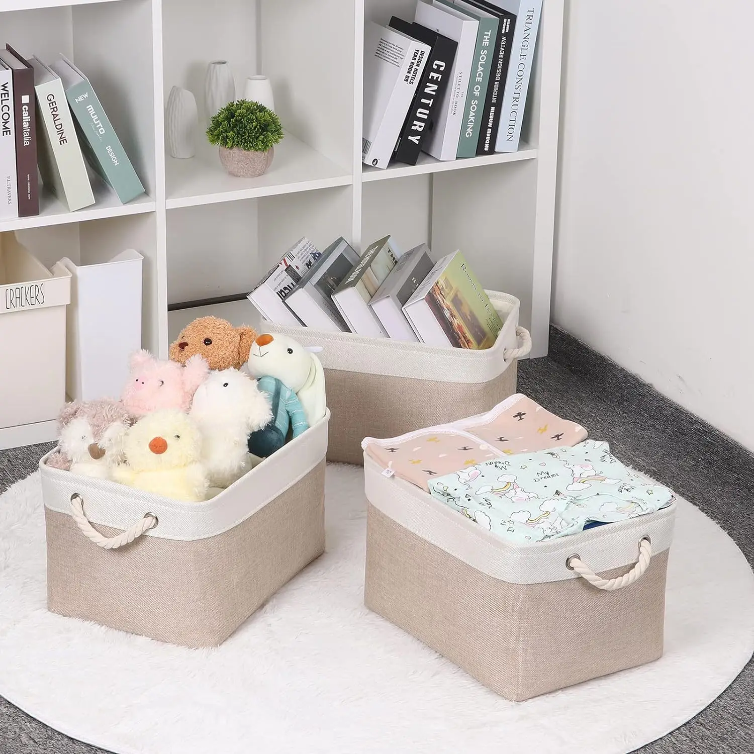 Linum Home Textiles - Cesto portaoggetti pieghevole in lino con