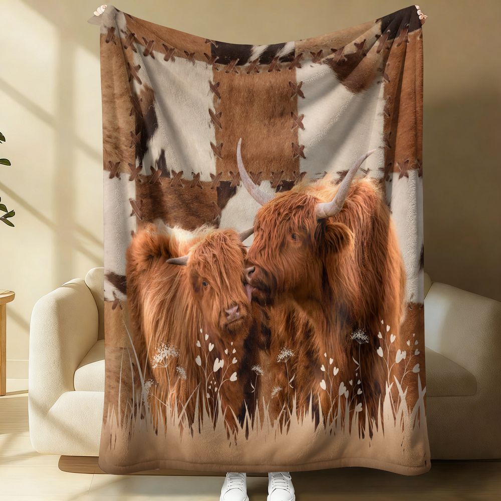 Highland Home Textiles - Coperta in pile e flanella con