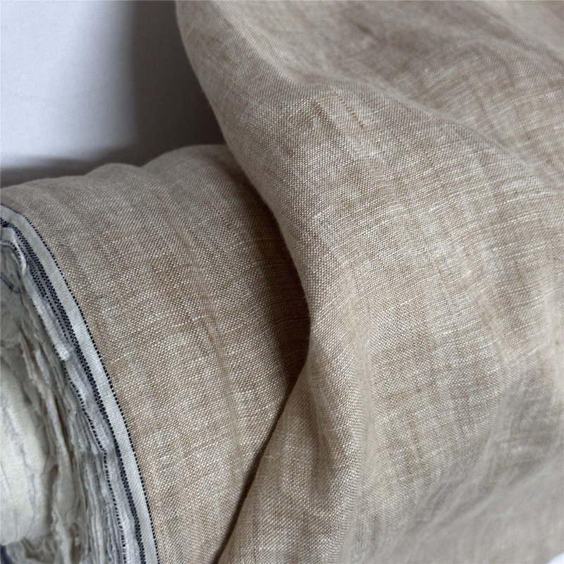 Linum Home Textiles - Tessuto in Puro Lino Marrone Chiaro