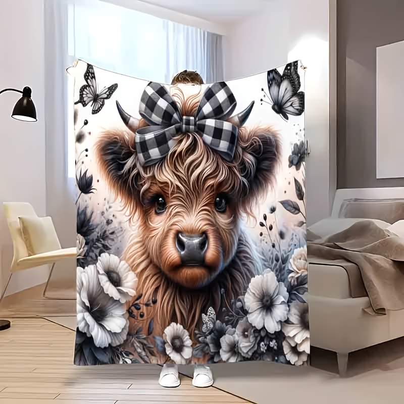 Highland Home Textiles - Coperta scozzese Highland Cow: simpatico lancio