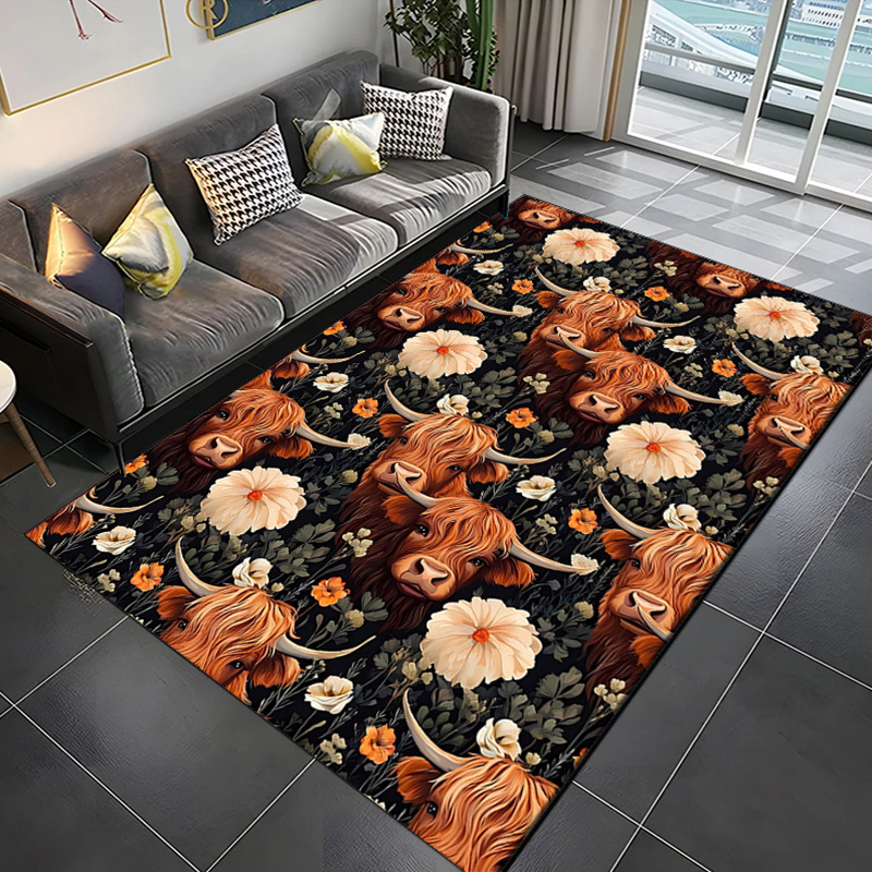 Highland Home Textiles - Tappeto con stampa Yak in velluto